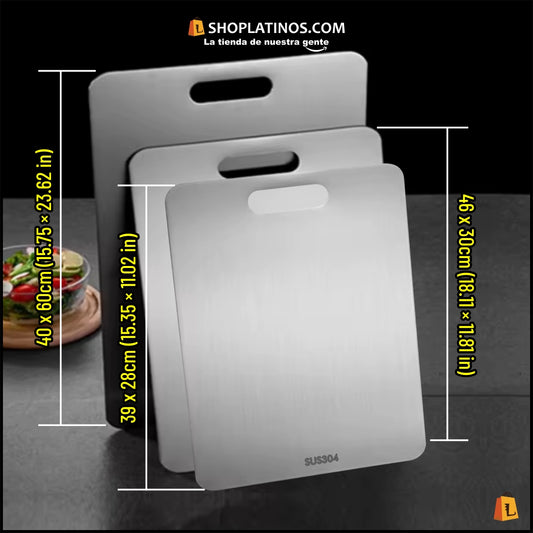 Tabla de Corte de Acero Inoxidable 316 Antibacteriana – Higiénica, Resistente y Fácil de Limpiar