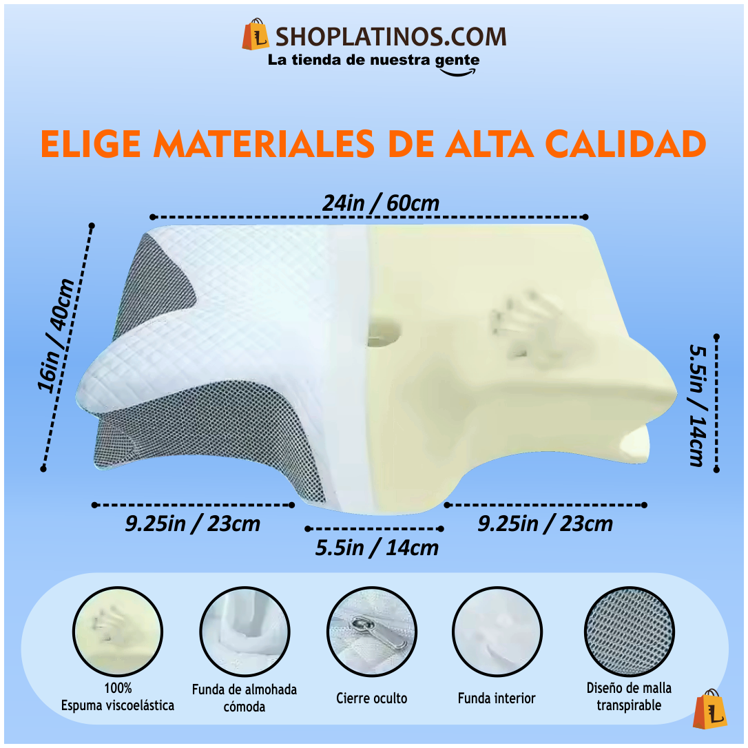 SueñoFlex – Almohada Viscoelástica Ortopédica para Aliviar el Dolor Cervical